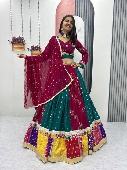 Vintage Fox Georgette Embroidered Sequence Work Navratri Chaniya Choli