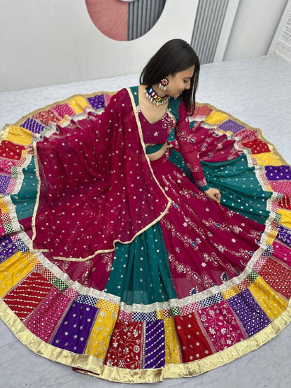 Vintage Fox Georgette Embroidered Sequence Work Navratri Chaniya Choli