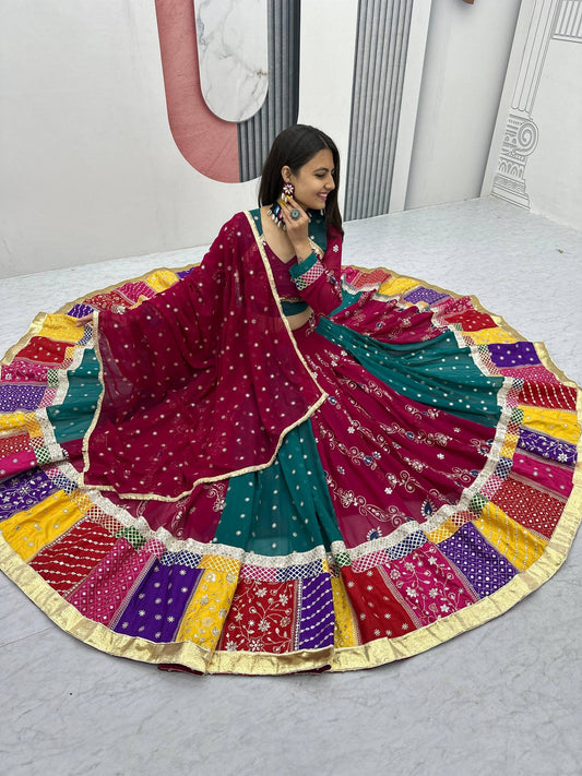 Vintage Fox Georgette Embroidered Sequence Work Navratri Chaniya Choli