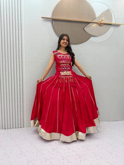 Mother Pure Cotton Mirror Work Navratri Lehenga Choli