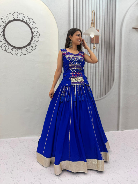 Pure Cotton Mirror Work Navratri Lehenga Choli