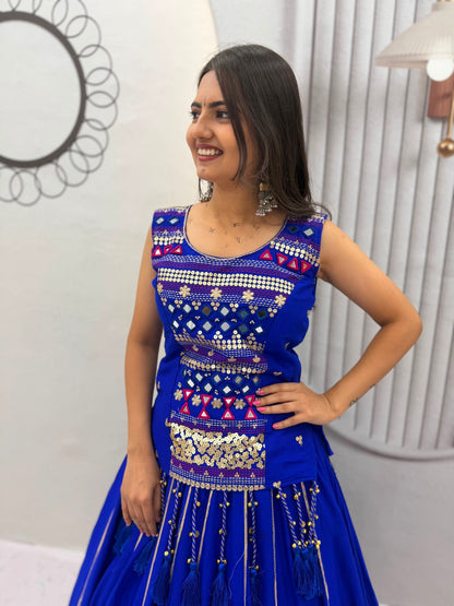 Pure Cotton Mirror Work Navratri Lehenga Choli