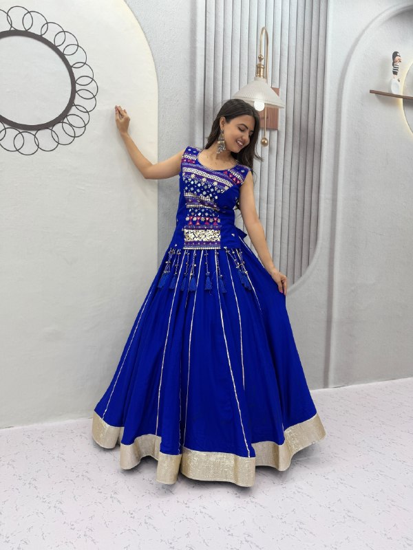 Pure Cotton Mirror Work Navratri Lehenga Choli