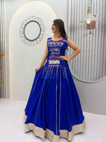Pure Cotton Mirror Work Navratri Lehenga Choli