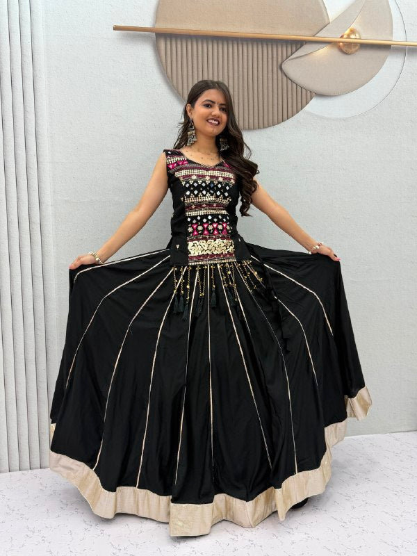 Pure Cotton Mirror Work Navratri Lehenga Choli