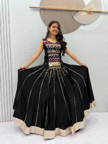 Pure Cotton Mirror Work Navratri Lehenga Choli