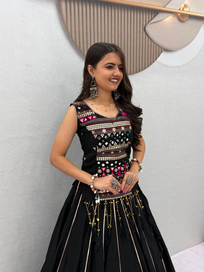 Pure Cotton Mirror Work Navratri Lehenga Choli