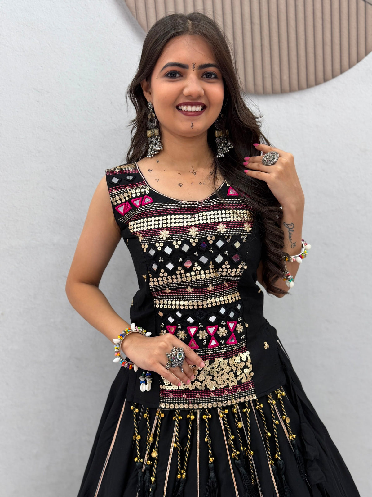 Pure Cotton Mirror Work Navratri Lehenga Choli