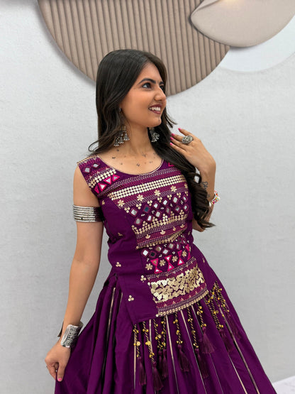 Pure Cotton Mirror Work Navratri Lehenga Choli