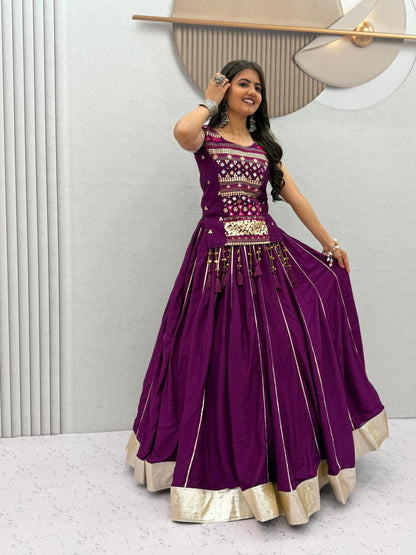 Pure Cotton Mirror Work Navratri Lehenga Choli