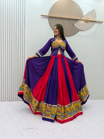 Pure Cotton Mirror Work 6 Meter Navratri Lehenga Choli