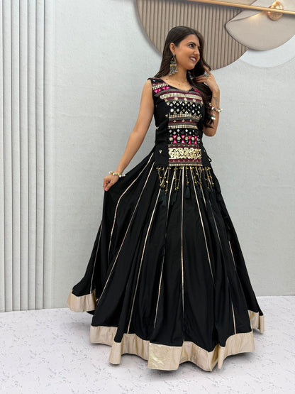 Pure Cotton Mirror Work Navratri Lehenga Choli