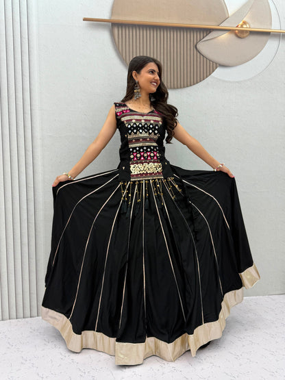 Pure Cotton Mirror Work Navratri Lehenga Choli