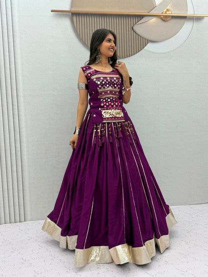 Pure Cotton Mirror Work Navratri Lehenga Choli