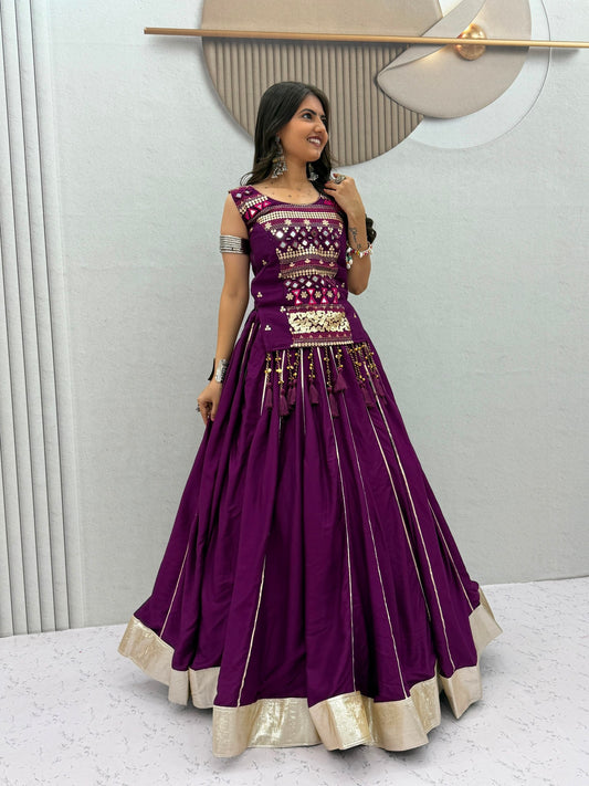 Pure Cotton Mirror Work Navratri Lehenga Choli