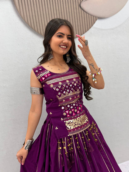 Pure Cotton Mirror Work Navratri Lehenga Choli