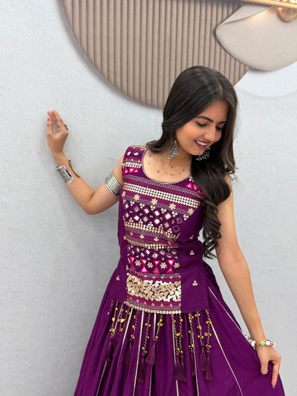 Pure Cotton Mirror Work Navratri Lehenga Choli