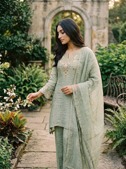 Salsa Silk Coding Stone Work Sharara Palazzo Suit Set