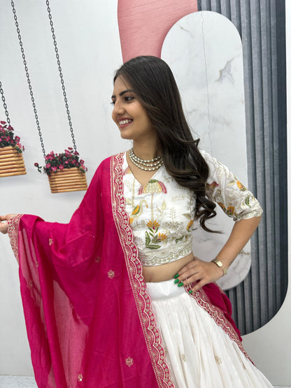 Heavy Embroidered Vichitra Silk Festive Lehenga Choli Set