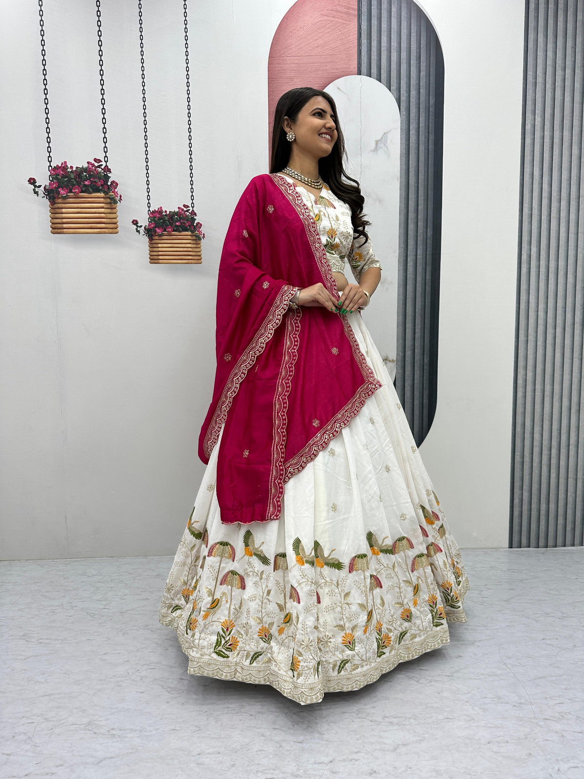 Heavy Embroidered Vichitra Silk Festive Lehenga Choli Set