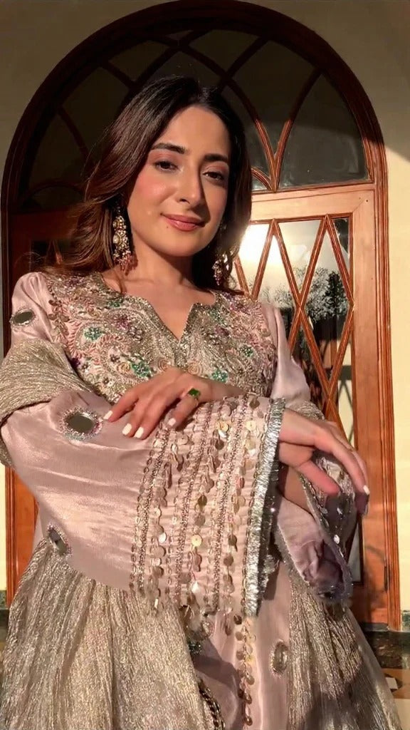 Rosé Luxe Embellished Kurta Set with Dupatta set