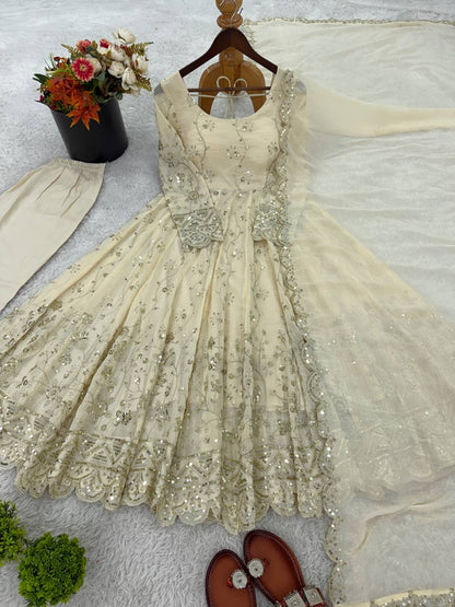 Sanskruti's Luxury Chinon Silk Elegant Anarkali Suit Set