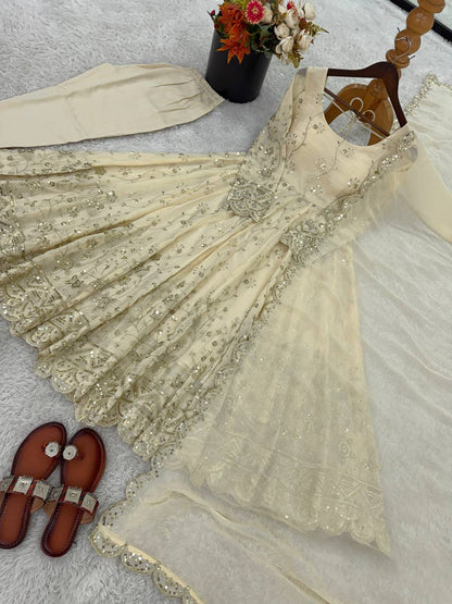 Sanskruti's Luxury Chinon Silk Elegant Anarkali Suit Set
