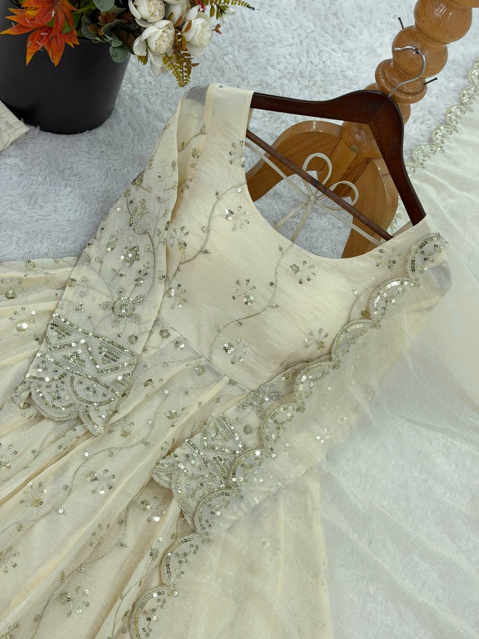 Sanskruti's Luxury Chinon Silk Elegant Anarkali Suit Set