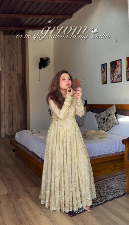 Sanskruti's Luxury Chinon Silk Elegant Anarkali Suit Set