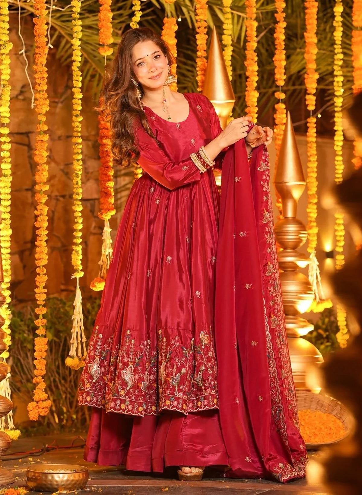 Pink Karnival Heavy French Crepe Designer Anarkali Suit Set