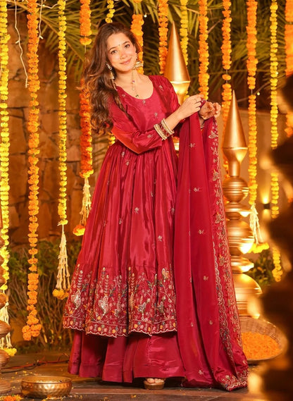 Pink Karnival Heavy French Crepe Designer Anarkali Suit Set