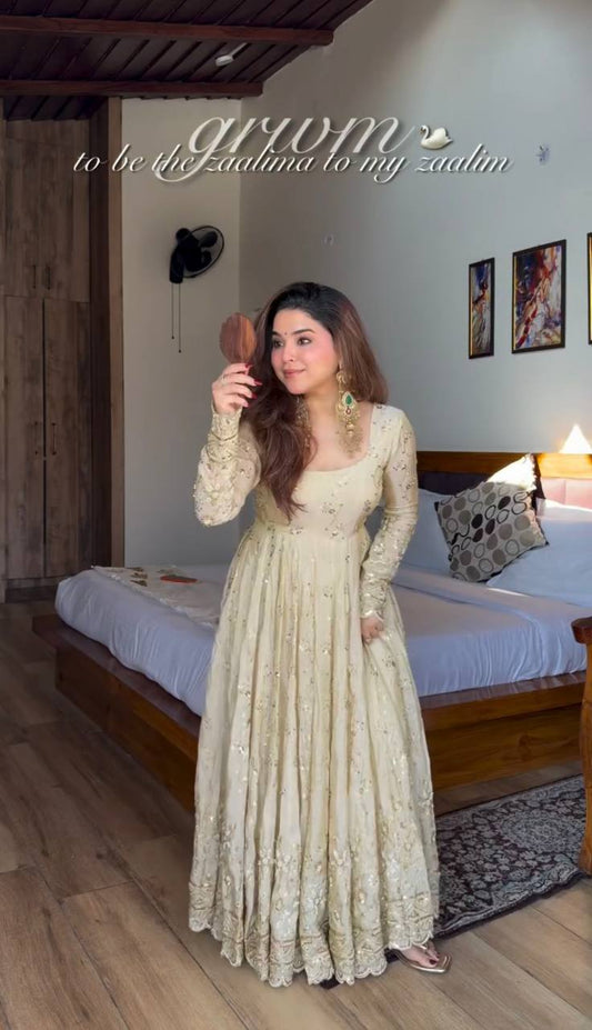 Sanskruti's Luxury Chinon Silk Elegant Anarkali Suit Set
