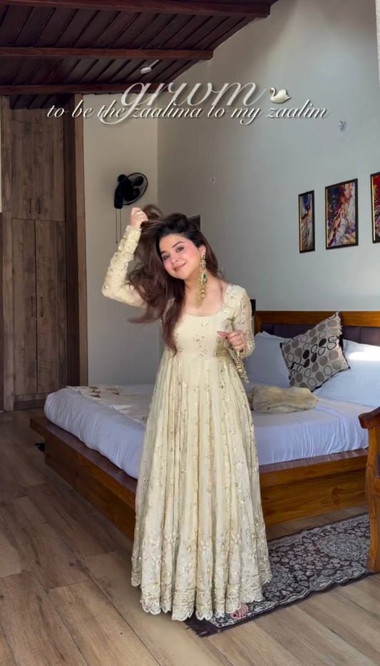 Sanskruti's Luxury Chinon Silk Elegant Anarkali Suit Set