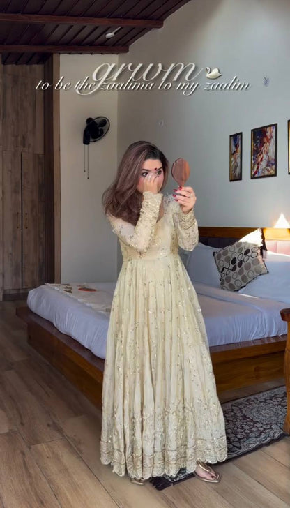 Sanskruti's Luxury Chinon Silk Elegant Anarkali Suit Set