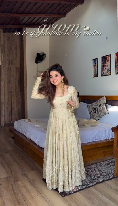 Sanskruti's Luxury Chinon Silk Elegant Anarkali Suit Set