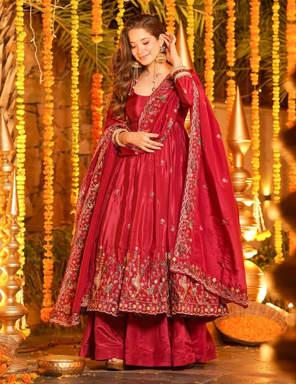 Pink Karnival Heavy French Crepe Designer Anarkali Suit Set