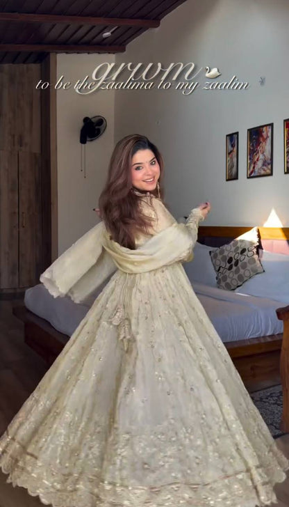 Sanskruti's Luxury Chinon Silk Elegant Anarkali Suit Set