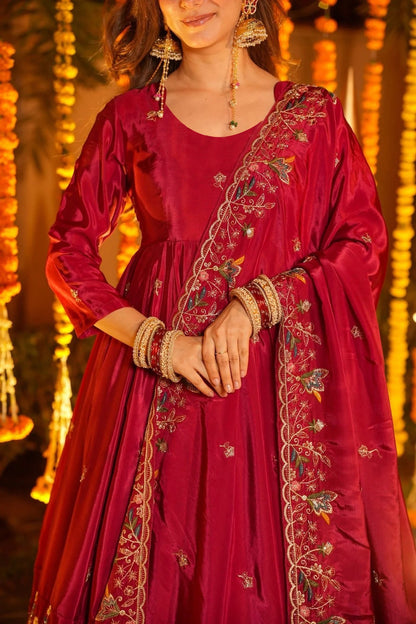Pink Karnival Heavy French Crepe Designer Anarkali Suit Set